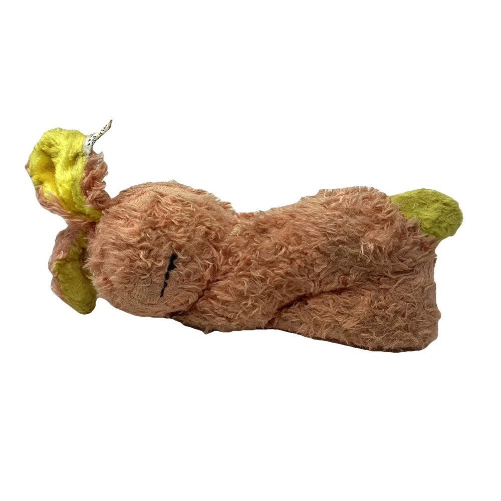 Vintage My Toy Creation Orange Bunny Plush Laying Down Easter USA Closed Eyes